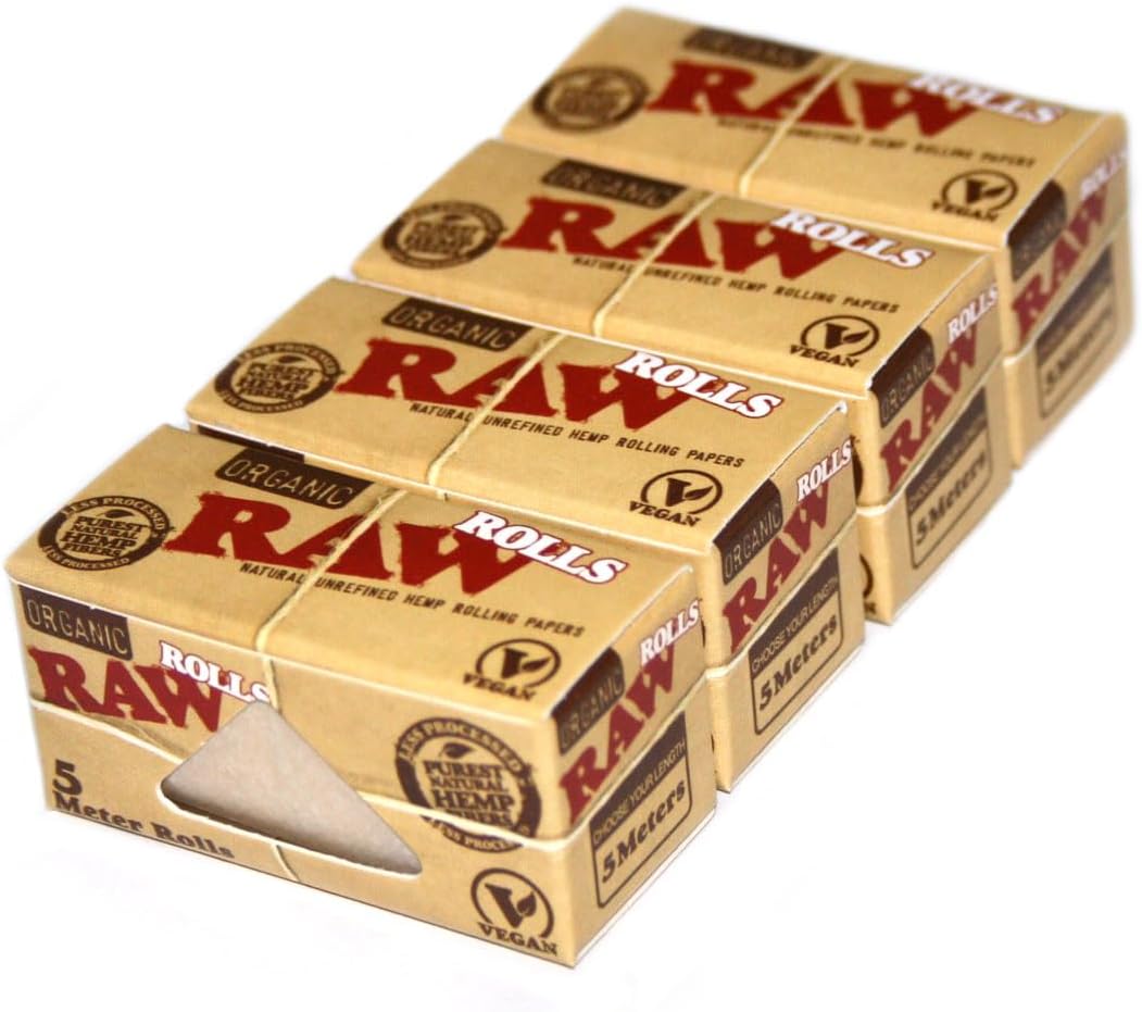 RAW Rollos de papel de liar orgánico natural sin refinar 1 caja – 78.7 x 16.4 ft papeles