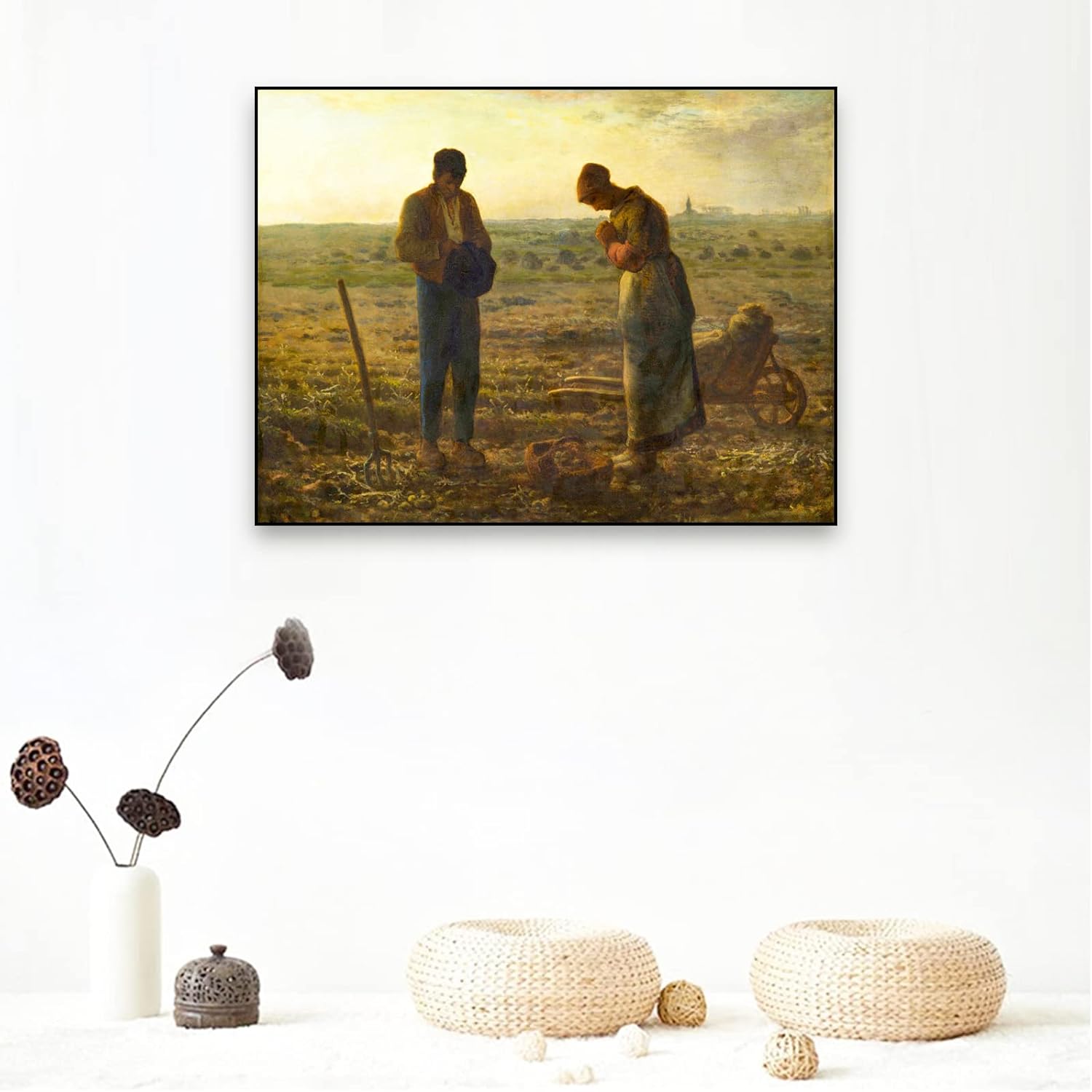 ZZPT Jean Francois Millet The Angelus – Póster de pintura en lienzo, famosas impresiones artísticas para sala de estar, dormitorio, decoración del