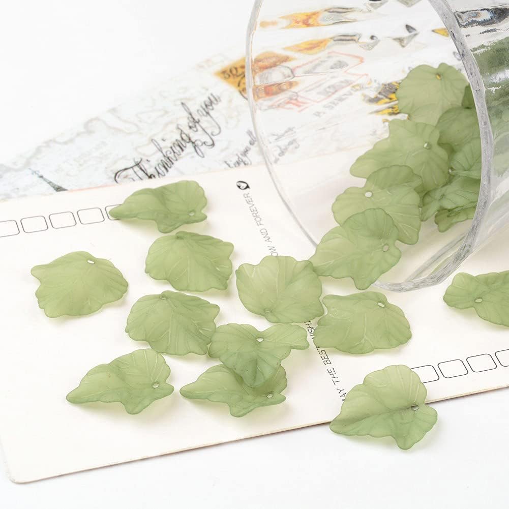 AKOAK 100 piezas transparentes de hojas esmeriladas colgantes de amuleto acrílico, anillo adecuado para hacer joyas, manualidades, joyería,