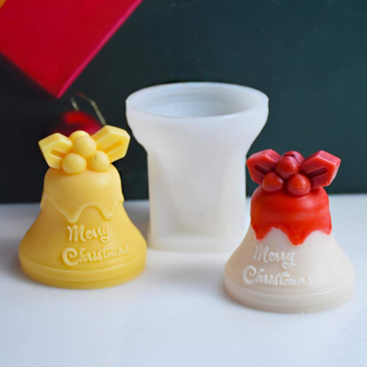 Molde de vela de Navidad 3D, molde de vela de muñeco de nieve de Navidad, molde de silicona con forma de campanas de alce de Navidad 3D para hacer