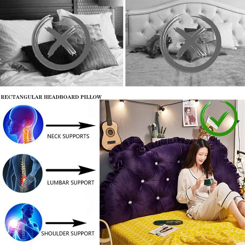 ZZYK Almohada suave de lectura, cojín grande para cabecero, respaldo y posicionamiento, cojín de cuña para cama de día, litera, sofá cama con funda