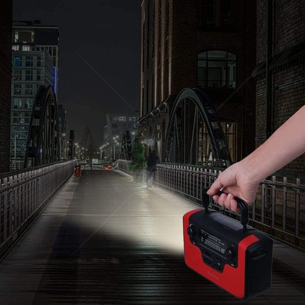Radio portátil FM AM Pocket Radio Solar manivela de emergencia radio meteorológica NOAAAMFM radio portátil con 3 linterna LED 1000 mAh cargador de