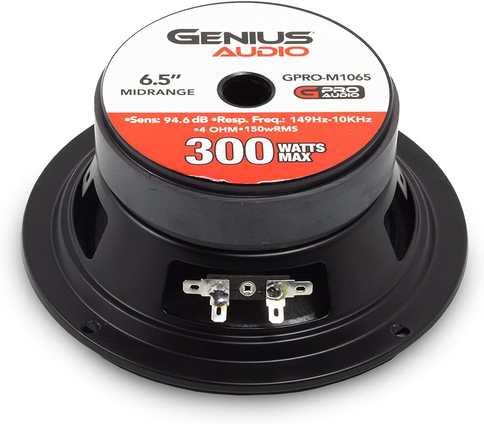 Genius GPRO-M1065 6.5″ 300 vatios-Max Rango Medio Serie Maratón Altavoz de audio para automóvil 4-Ohms