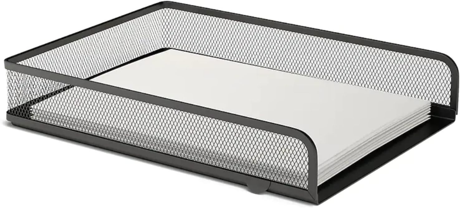 1InTheOffice Bandeja apilable para letras bandeja de carga frontal de malla de alambre negro mate 1InTheOffice Bandeja apilable para letras bandeja de carga frontal de malla de alambre negro mate