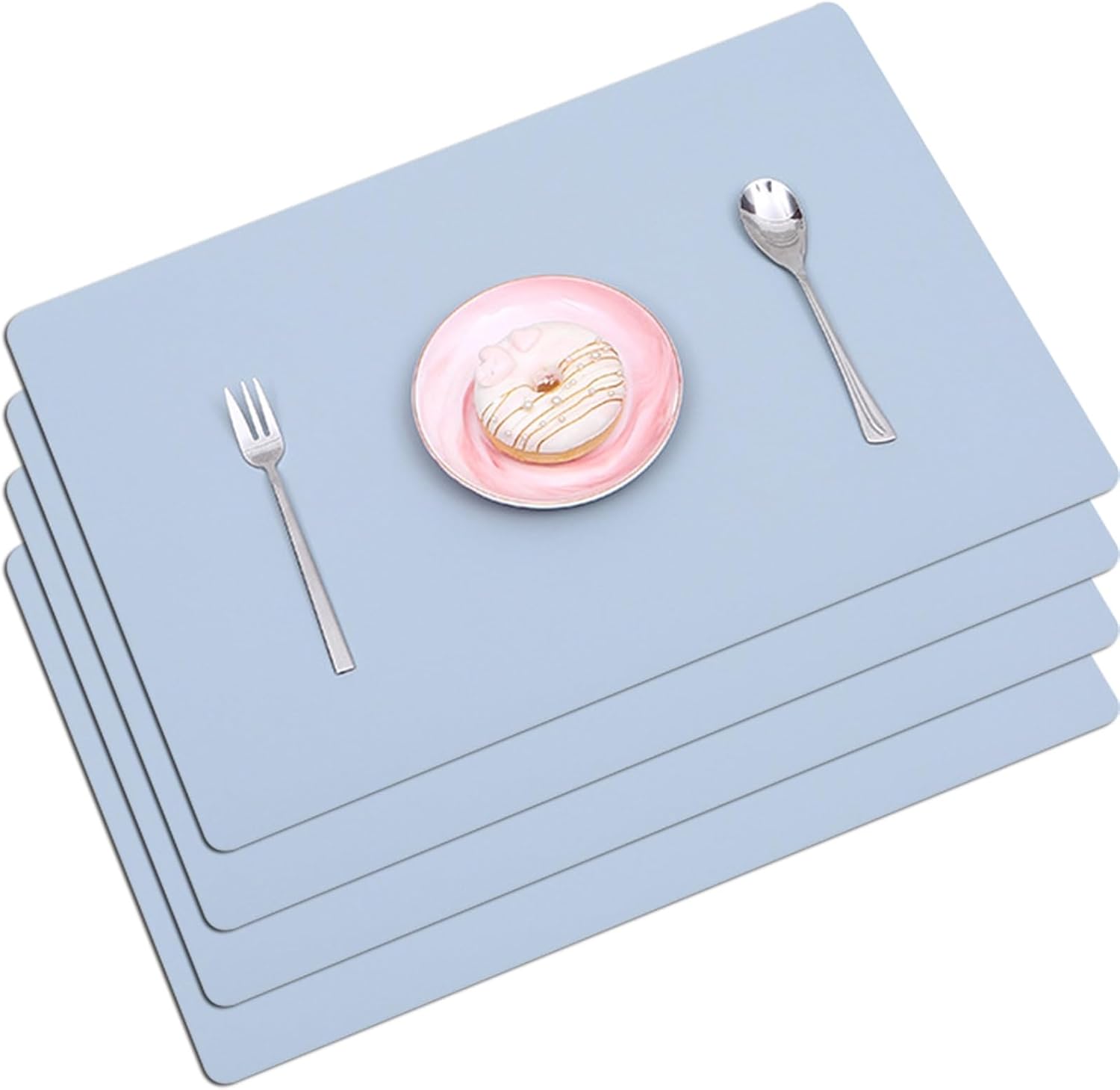 Juego de manteles individuales para mesa de comedor, manteles individuales lavables de piel sintética, resistentes al calor, antideslizantes, de