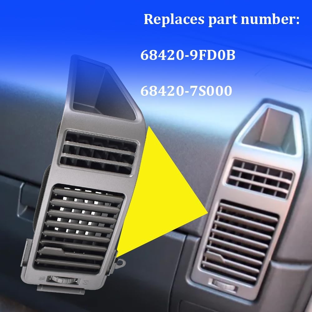 Panel de ventilación de aire AC para tablero de aire para Nissan Armada Titan 2004-2006 reemplaza 68420-9FD0B 68420-7S000 (lado derecho gris)
