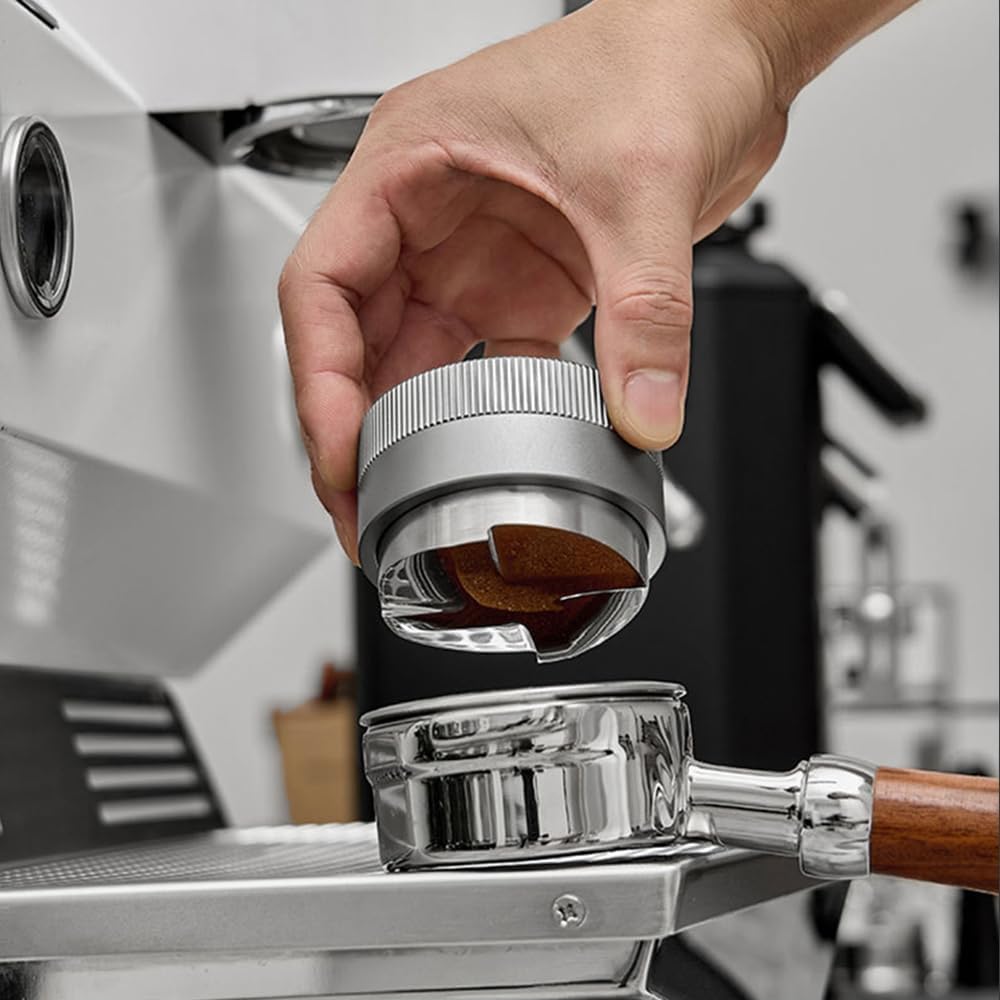Herramienta distribuidora de café adaptable a la gravedad, nivelador distribuidor de café expreso autonivelante para portafiltro espresso (2.008 in,