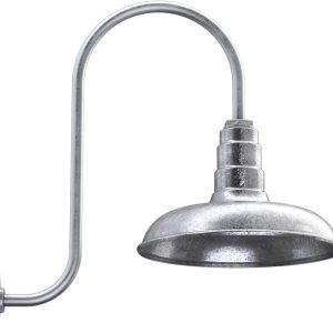 Steel Lighting Co. Topanga – Luz de granero  Montaje en pared al aire libre  Cúpula de 14 pulgadas  Cuello de cisne ascendente  Luz de garaje de Steel Lighting Co. Topanga – Luz de granero  Montaje en pared al aire libre  Cúpula de 14 pulgadas  Cuello de cisne ascendente  Luz de garaje de