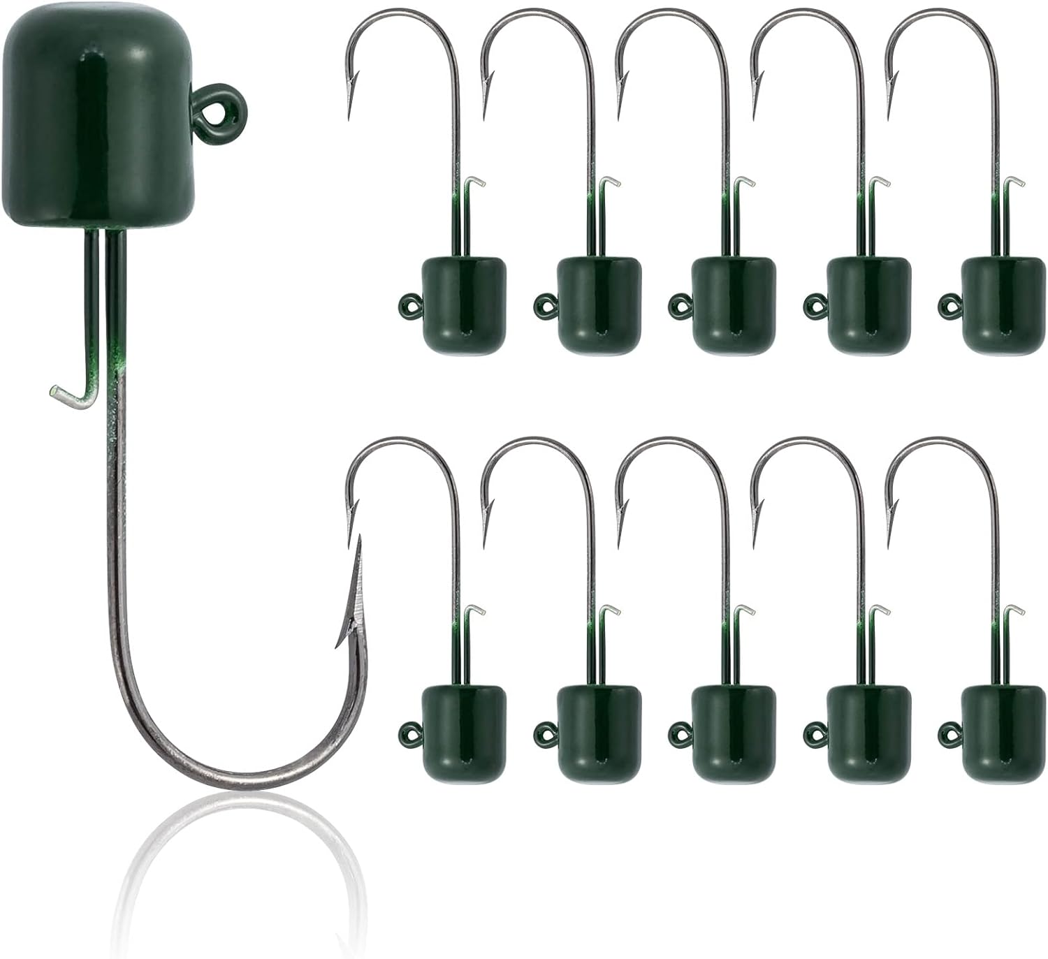 Alwonder Ned Rig – Paquete de 10 plantillas de hongos de pesca, varios colores, cabezas de plantilla de gancho Mustad para cebo de plástico suave de
