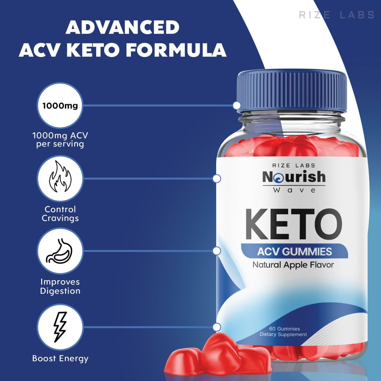 Paquete de 2 gomitas Nourish Wave Keto ACV para pérdida de peso avanzada, oficiales, gomitas Nourish Wave Keto, opiniones de Nourish Wave Keto, ACV