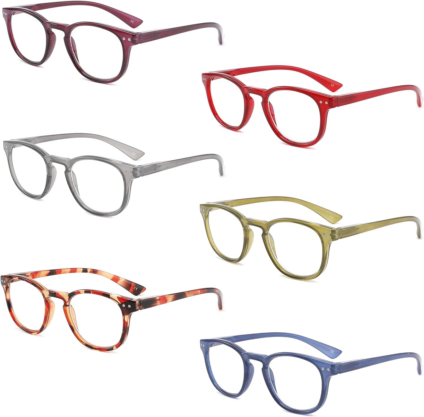 IVNUOYI Paquete de 6 lentes de lectura con bloqueo de luz azul con bisagra de resorte cómoda, para leer frente a la computadora para hombres y