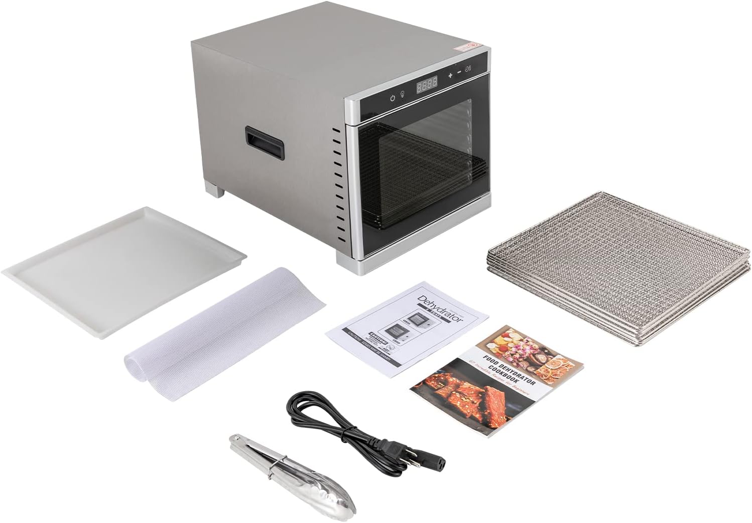 Deshidratador de alimentos de 700 W, máquina deshidratadora de acero inoxidable con temporizador digital ajustable de 24 horas y pantalla LED,