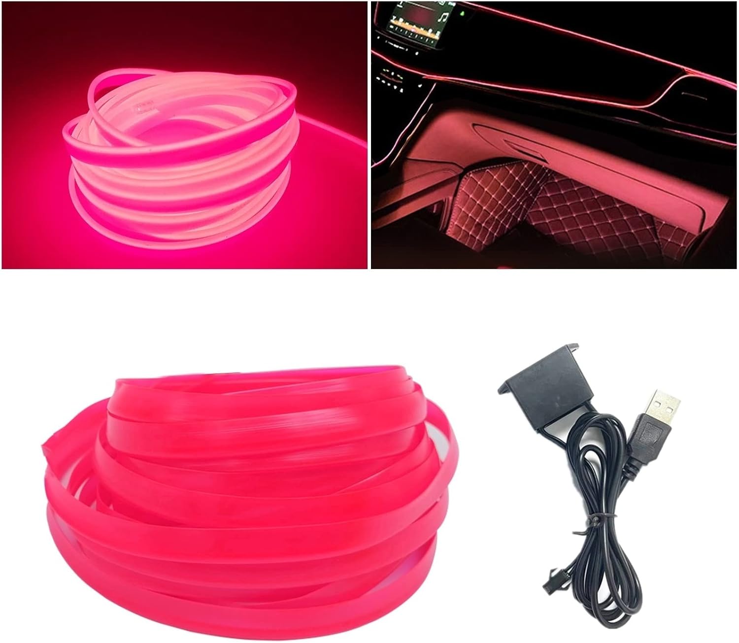 M.best – Luz de neón para decoración interior de automóvil con borde de 6 mm