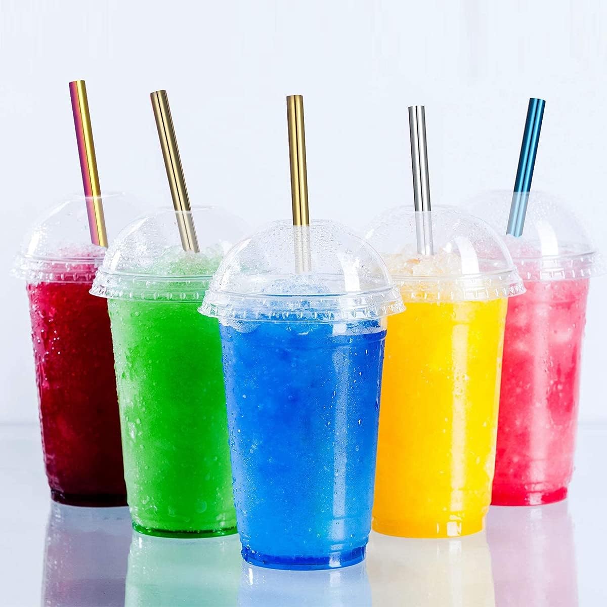 Juego de 7 pajitas Boba reutilizables de 8.5 pulgadas de acero inoxidable 304 con 2 cepillos de limpieza, popote de metal ancho para té de burbujas,