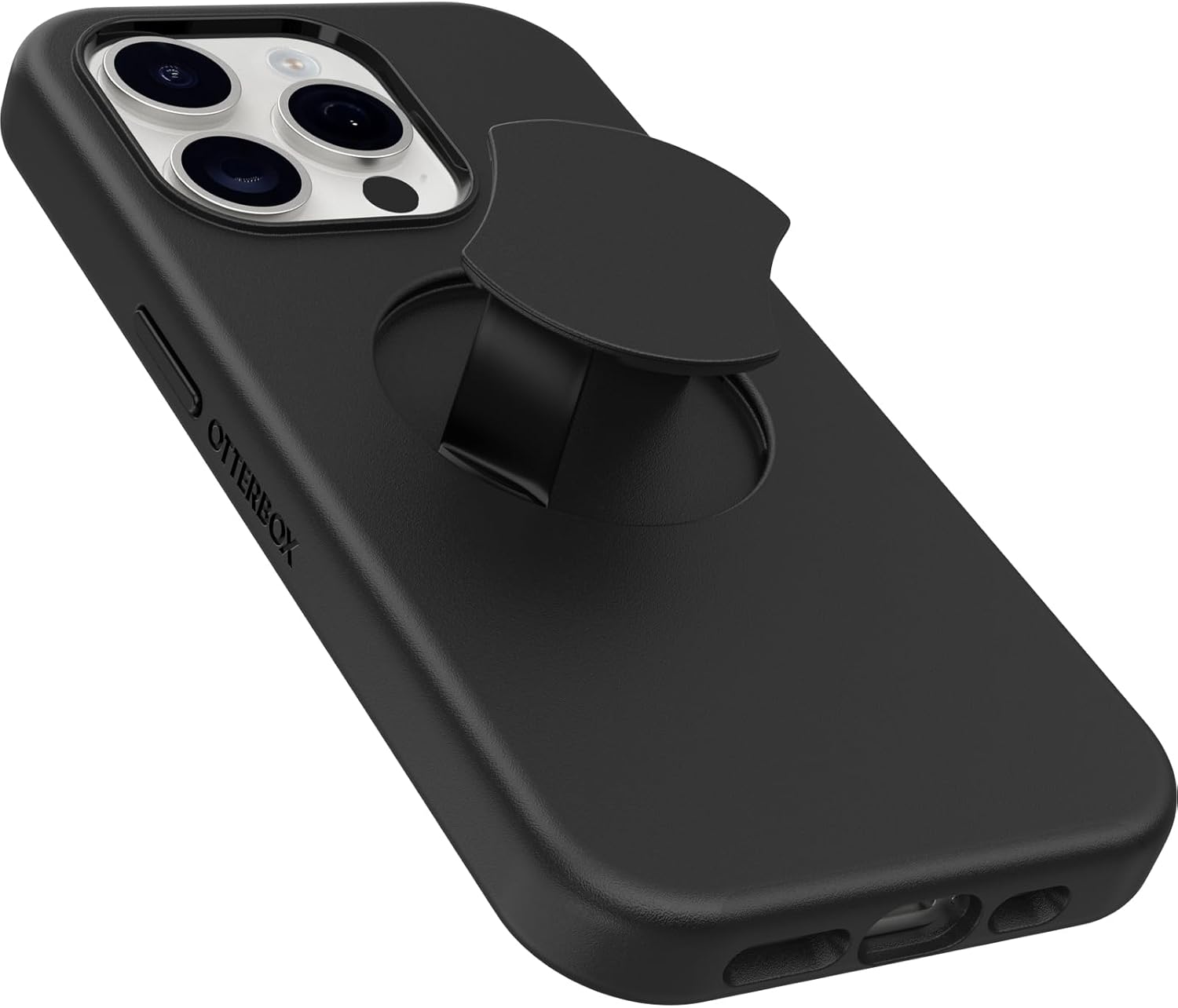 OtterBox Funda OtterGrip Symmetry Series para iPhone 15 Pro (solamente) – NEGRO, agarre integrado, funda elegante, se ajusta a MagSafe, bordes