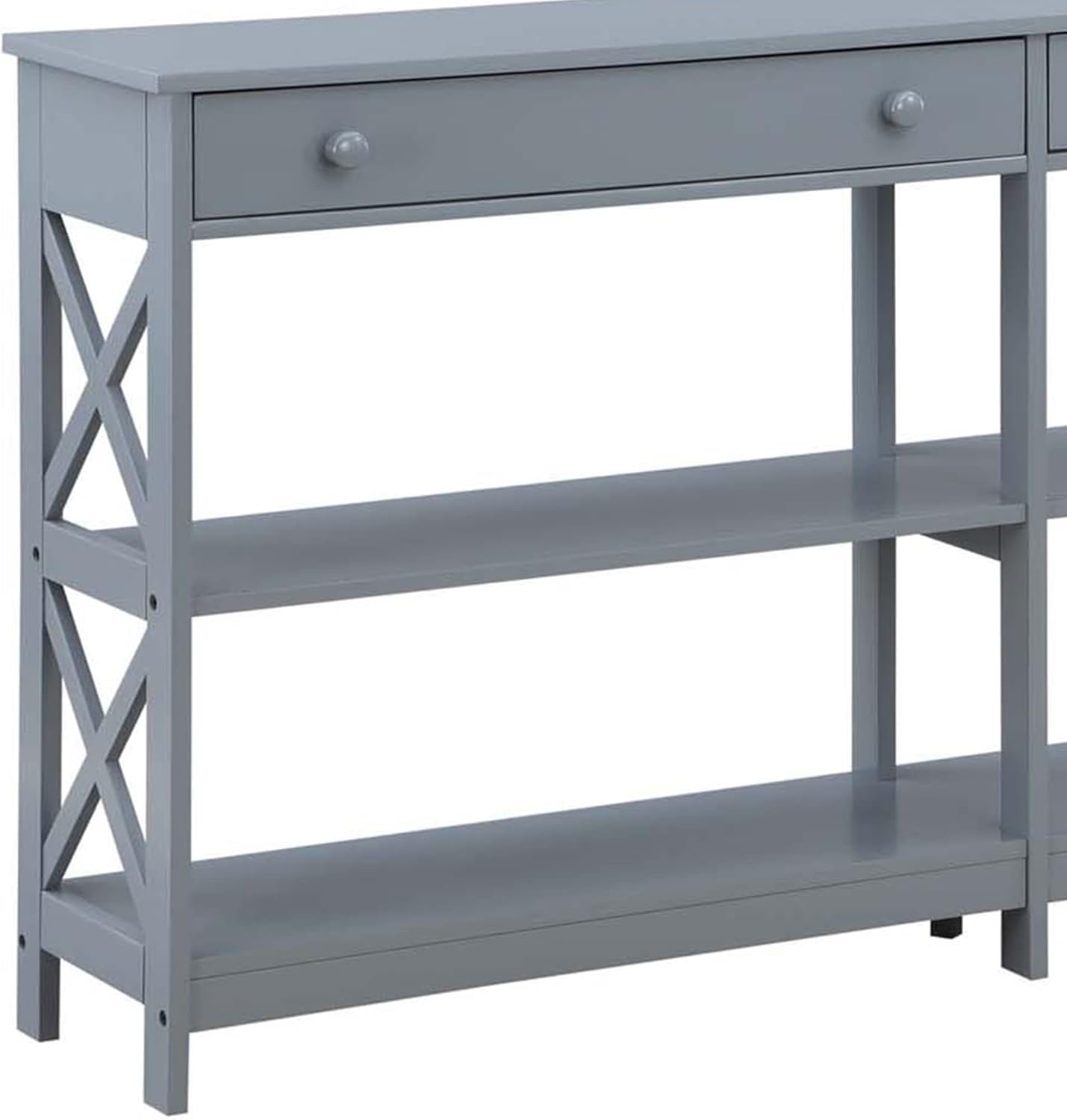 Convenience Concepts Oxford – Mesa consola con 2 cajones de 60 pulgadas con estantes, 60 pulgadas, color gris