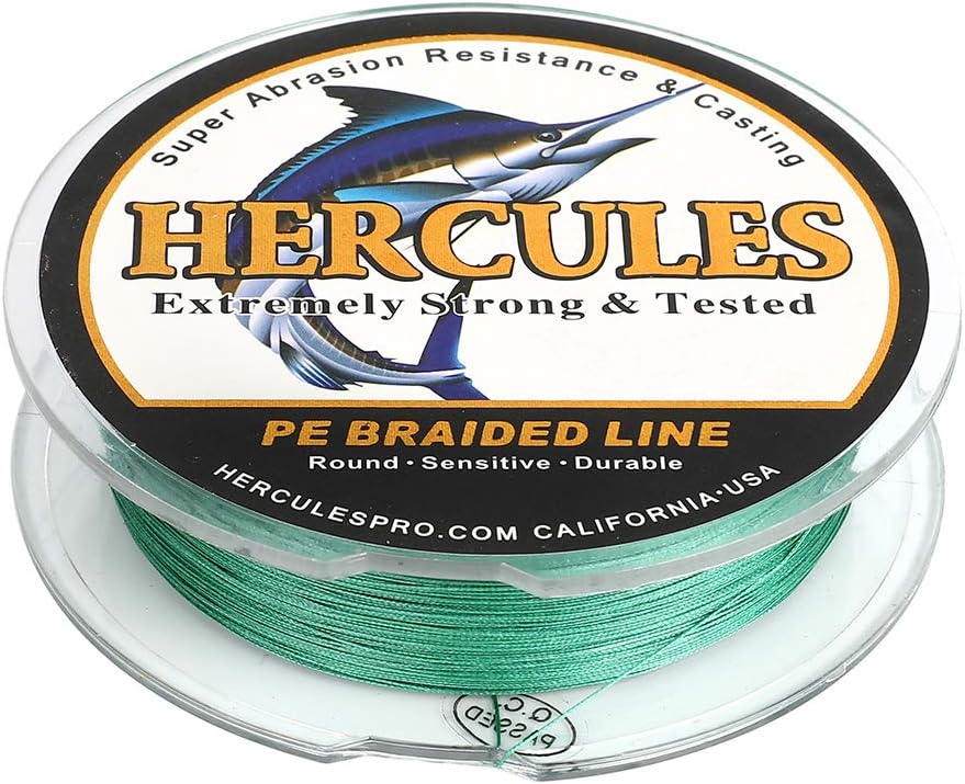 Hercules – Hilo para pescar Super Cast, 8 hilos trenzados de pesca de 10 lb a 300 lb para agua salada, 109  328  547  1094 yardas, diametro #