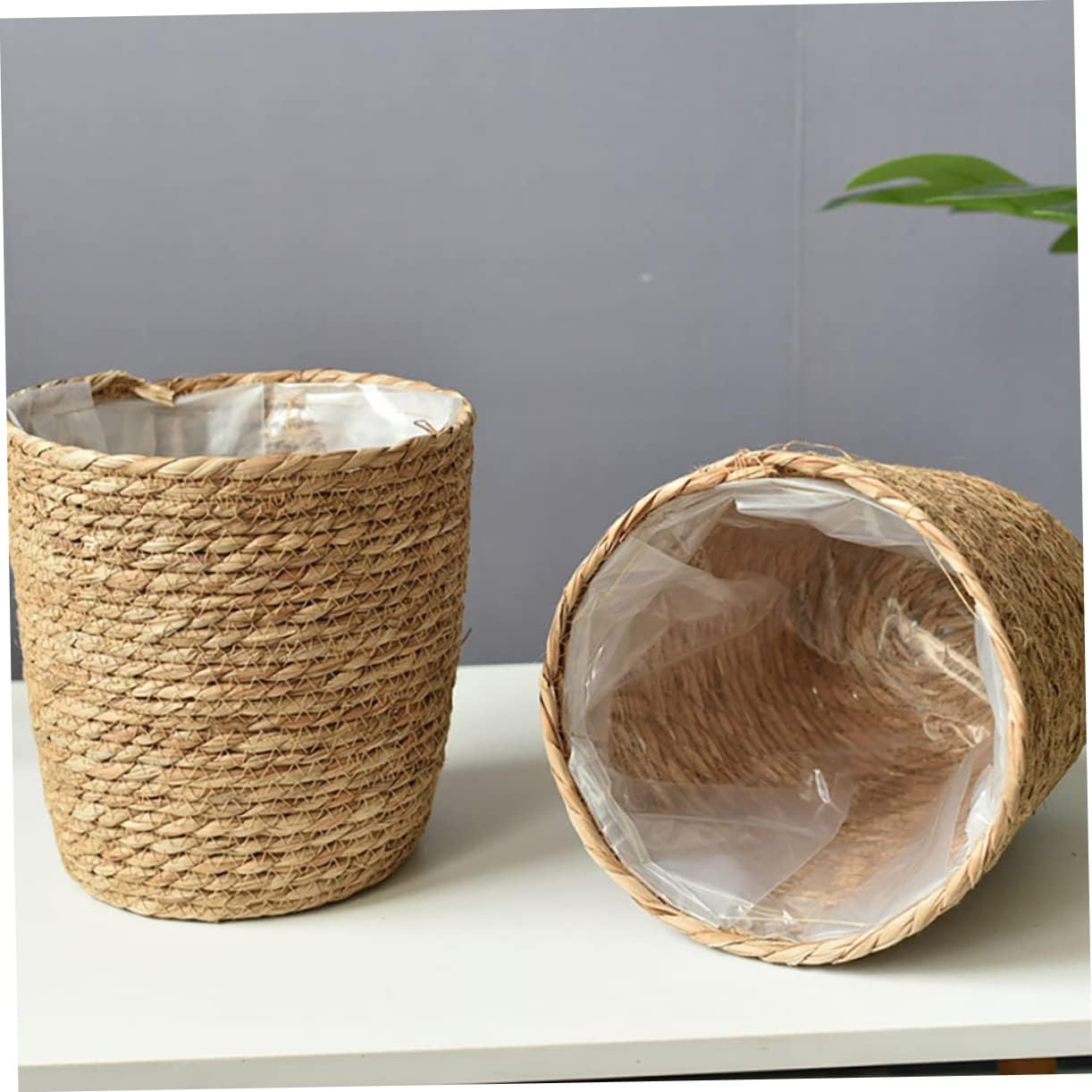 Yardwe 2 cestas para macetas para plantas, cestas de almacenamiento tejidas para niños, cestas para plantas, cestas de pastos marinos, cestas de