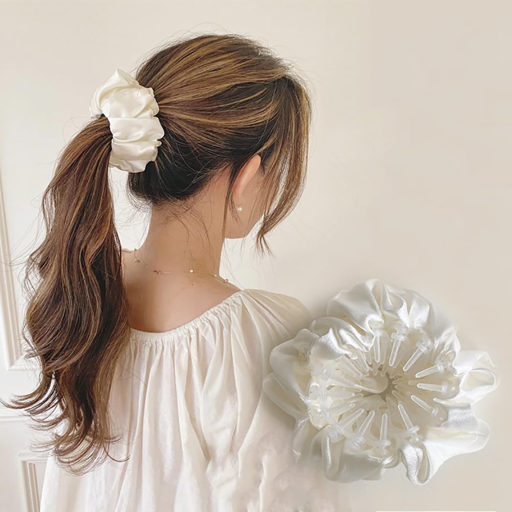 2 pinzas para el pelo de nido de pájaro, clip para moño, clip pequeño mágico para el cabello, clip de cola de caballo con coleteros elásticos para