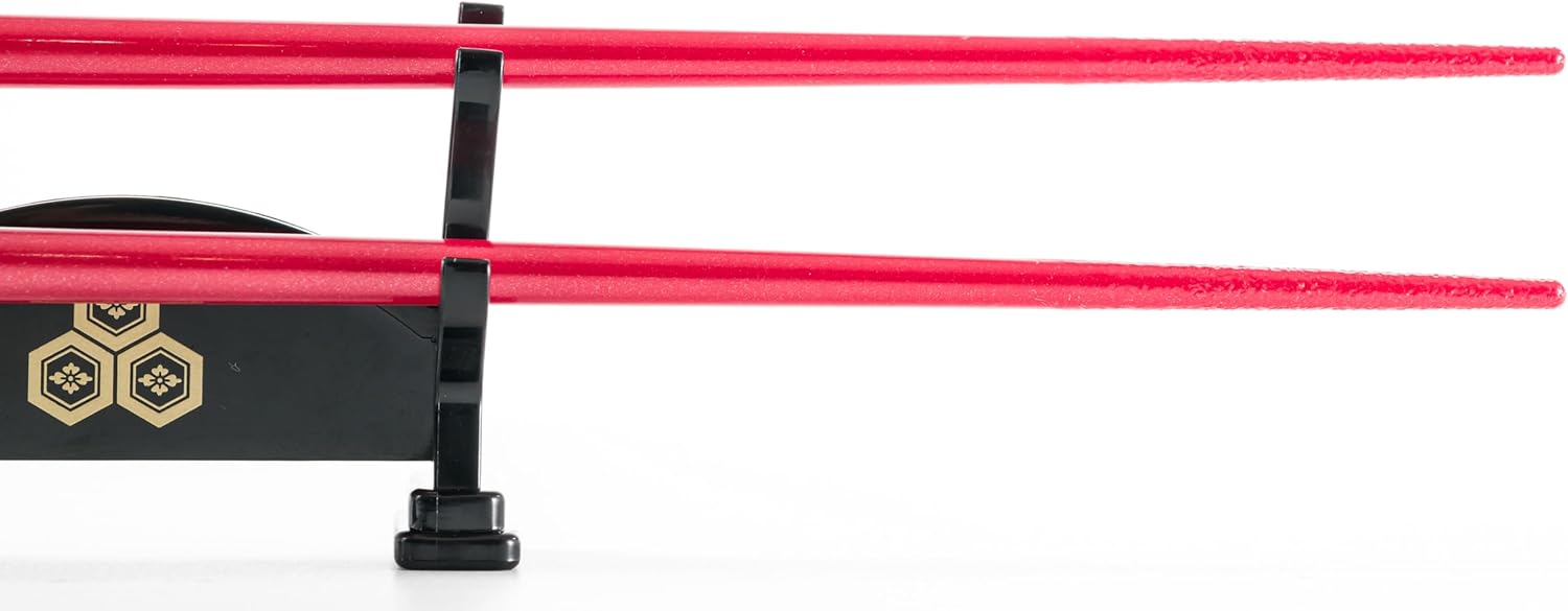 Asai Nagamasa – Palillos japoneses Katana Samurái. 9 pulgadas9.1 in. con soporte de espada tipo palillos y bolsa de espada tipo estuche de cubiertos
