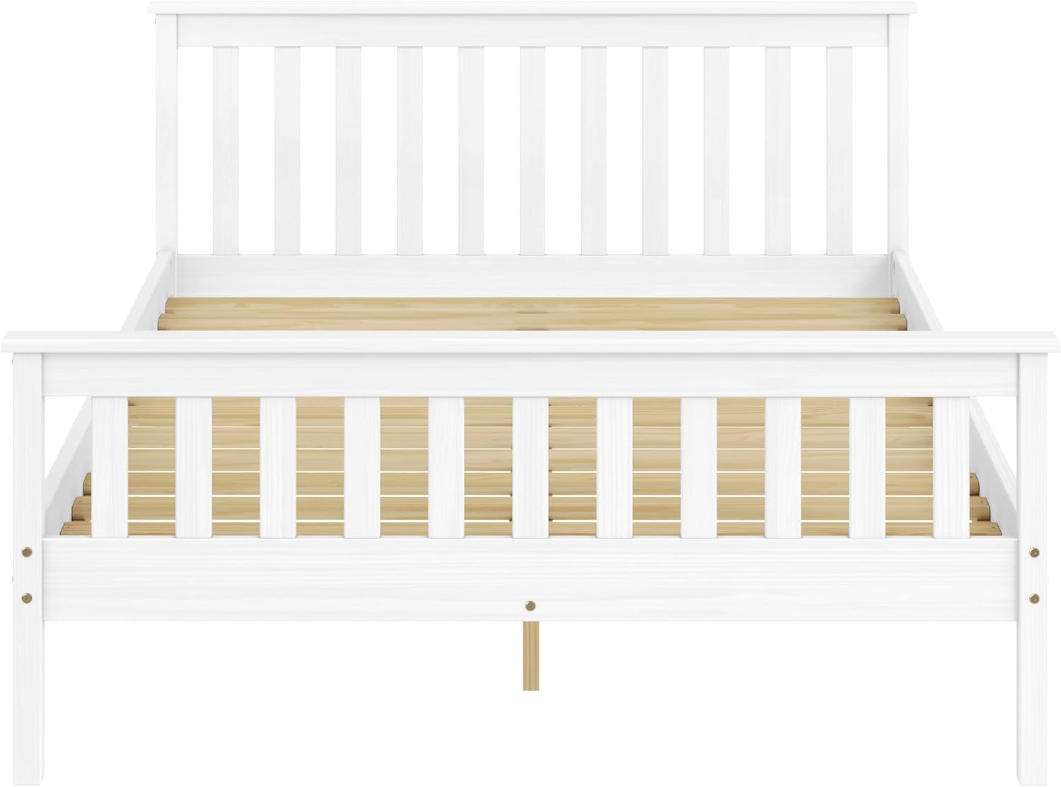 Classic Shaker Style Farmhouse – Cama de plataforma de pino macizo rústica, base de madera maciza con soporte de listones de madera, no necesita