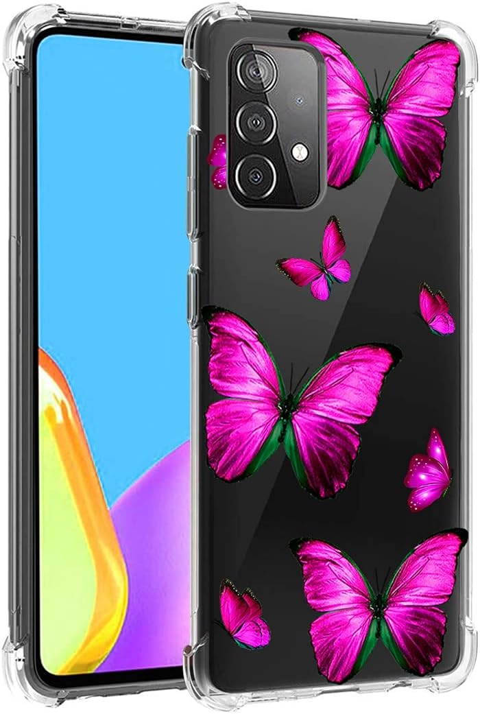 Yerebel Funda para Galaxy A52 5GGalaxy A52 4G, Samsung A52 5G Linda funda, transparente y flexible parachoques TPU funda de silicona suave de goma