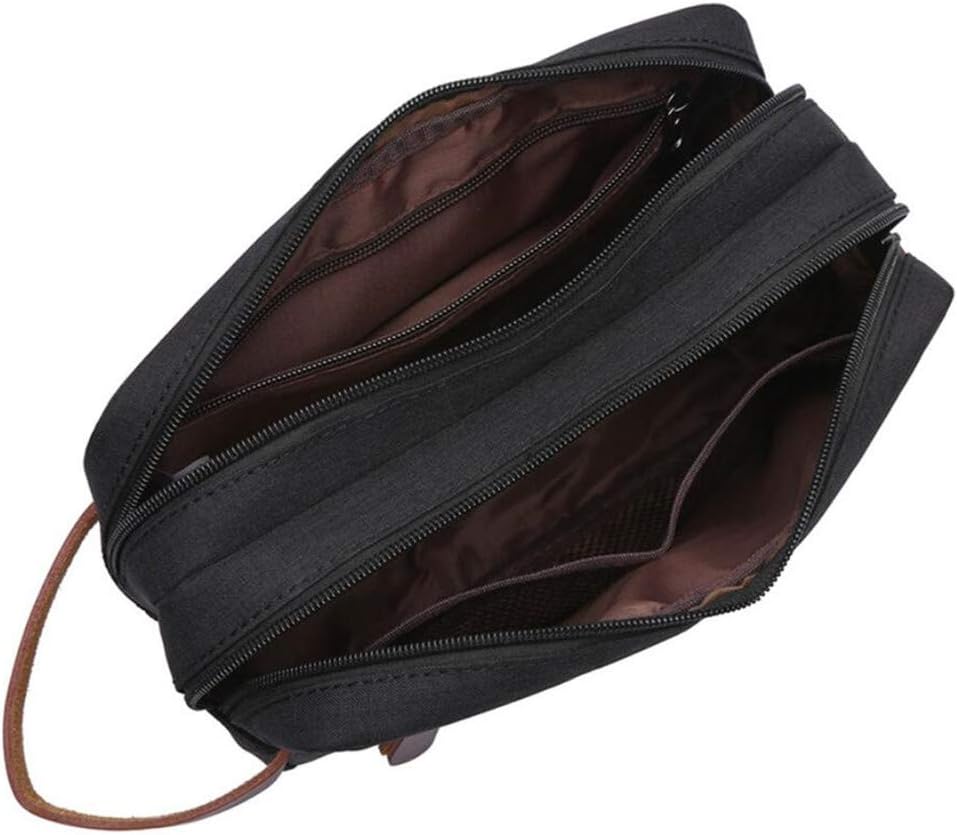 Tumecos Neceser de cuero encerado para hombre, kit de afeitado, accesorios de viaje, bolsa organizadora (verde militar 1)