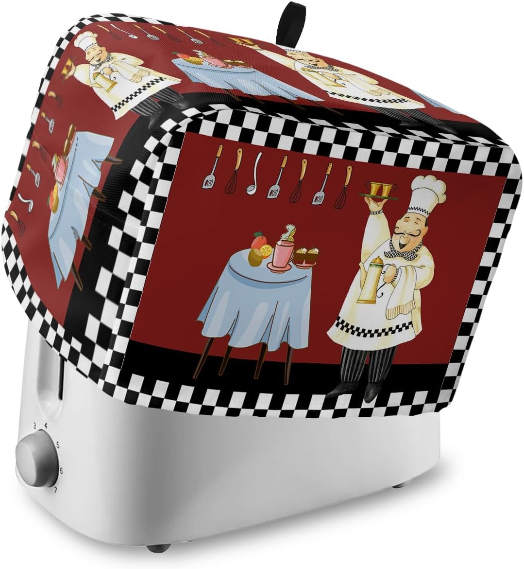 Funda para tostadora de chef gordo de dibujos animados de granja, 4 rebanadas, fundas grandes para electrodomésticos de cocina, funda retro para