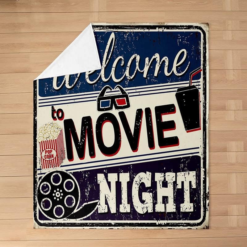 jejeloiu Manta de felpa con temática de cine, para póster de cine, manta de franela de forro polar, decorativa, vintage, cine y cine para todas las