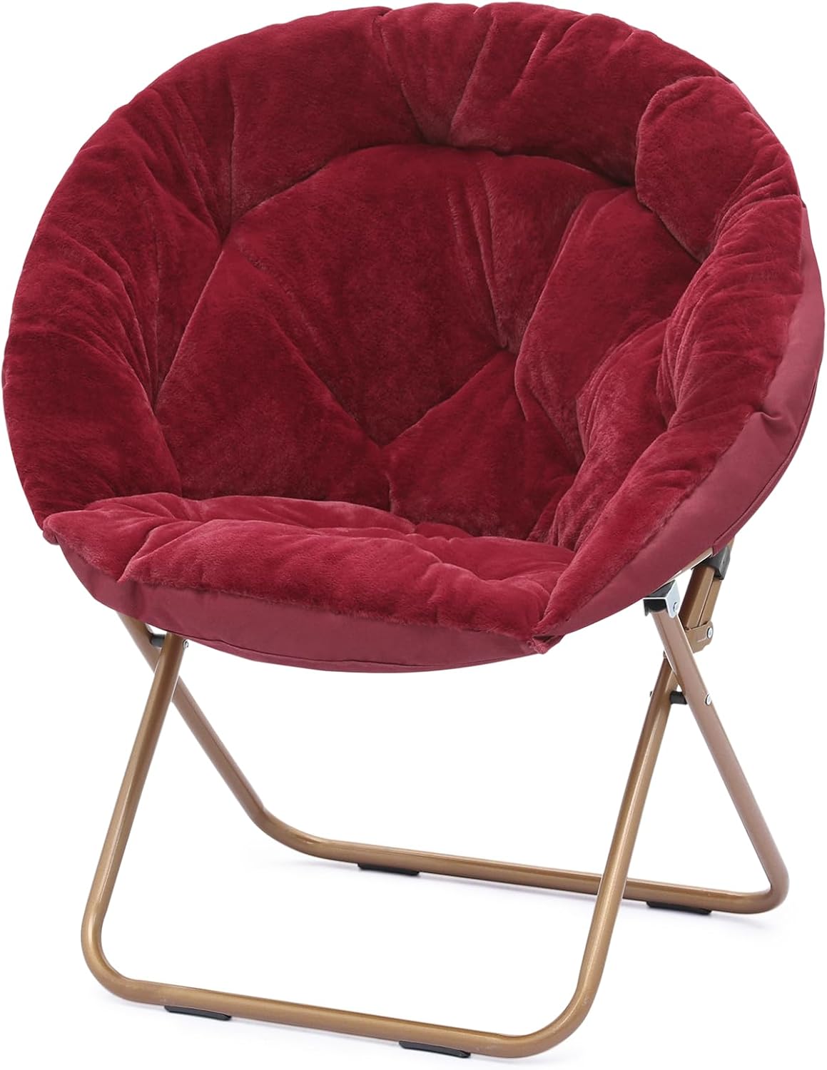 Magshion Silla redonda plegable de gran tamaño con platillo de luna para adultos, silla grande y acogedora para dormitorio, color burdeos