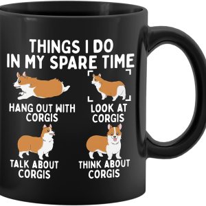 PUHEI Things I Do In My Spare Time – Taza de cerámica divertida de Corgi de 11 onzas, bonita taza de té de café con perro Corgi, decoración de PUHEI Things I Do In My Spare Time – Taza de cerámica divertida de Corgi de 11 onzas, bonita taza de té de café con perro Corgi, decoración de