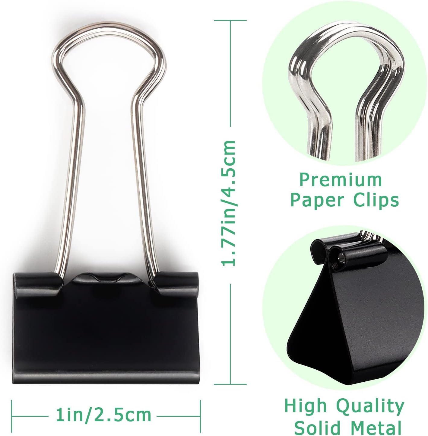 Clips negros para carpetas de papel, clips de tamaño pequeño, 1.0 pulgadas, paquete de 36