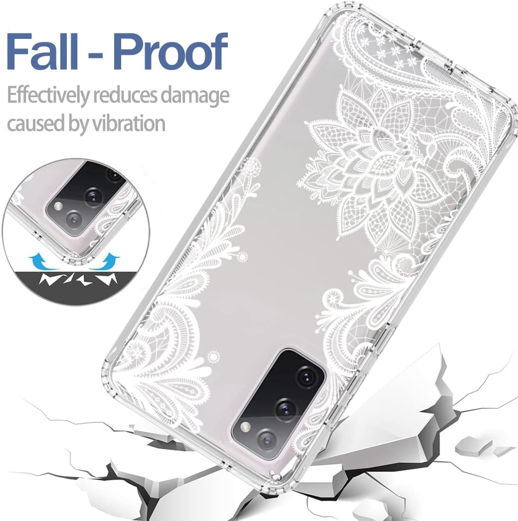 Tothedu Funda para Samsung Galaxy S20 5G, Samsung S20 SM-G981U con protector de pantalla de vidrio templado, bonito patrón de mandala transparente,