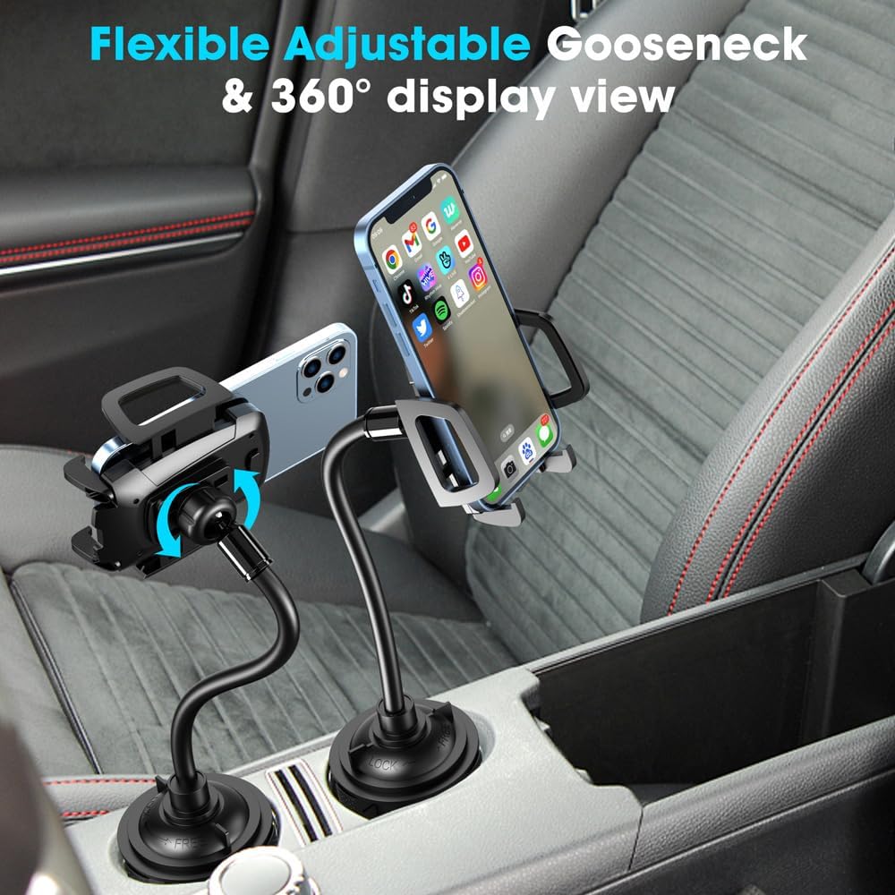 Soporte de teléfono para automóvil, soporte para teléfono celular, soporte universal ajustable de cuello de cisne para coche, camión, compatible con