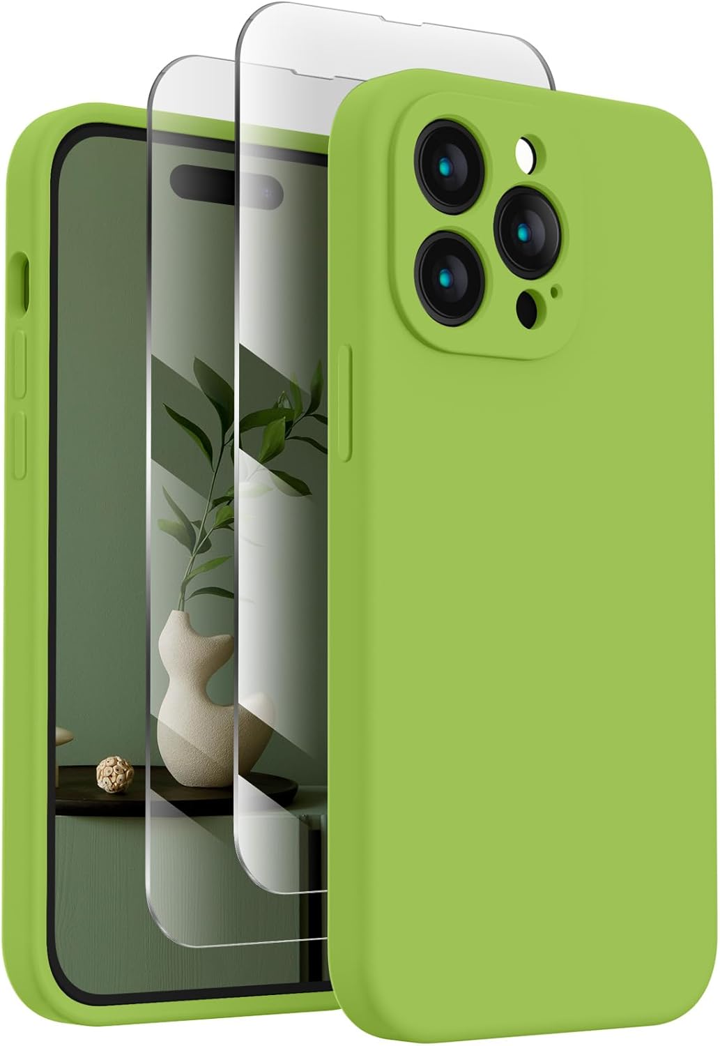 FireNova Funda para iPhone 14 Pro, funda de silicona mejorada protección de cámara con 2 protectores de pantalla, forro interior de microfibra suave