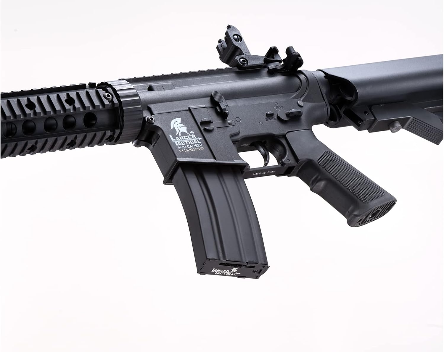 Lancer Tactical – Rifle de Airsoft Gen 2 Low FPS SD M4 GEN 2 Polímero rifle eléctrico completosemiautomático de Airsoft AEG instalado, bajo FPS, con