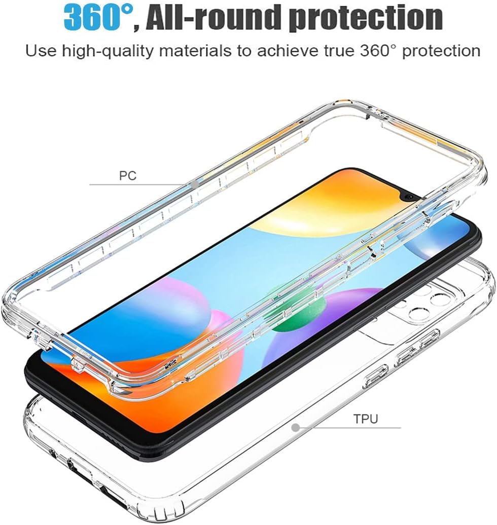 Funda transparente compatible con Xiaomi Redmi 10C 220333QBI con protector de pantalla de vidrio templado, bonito protector de cristal a prueba de