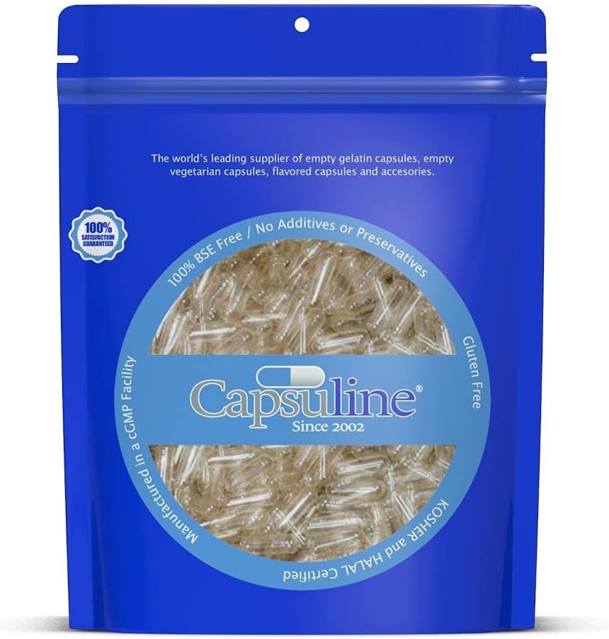 Capsuline Clear Size 1 Empty Vegetarian Capsules 1000 Count – Gelatin Capsules