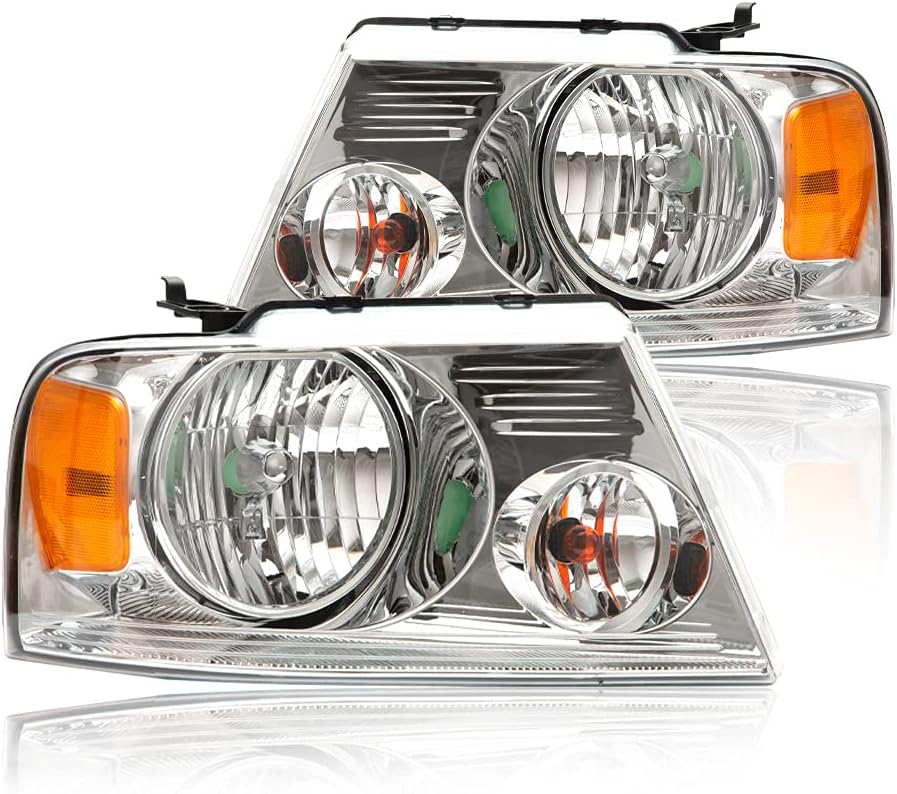 Faros delanteros compatibles con Ford F-150 Pickup 04-0806-08 Lincoln Mark LT, (no para modelos 04 F150 HeritageFlareside Beds), lente transparente,