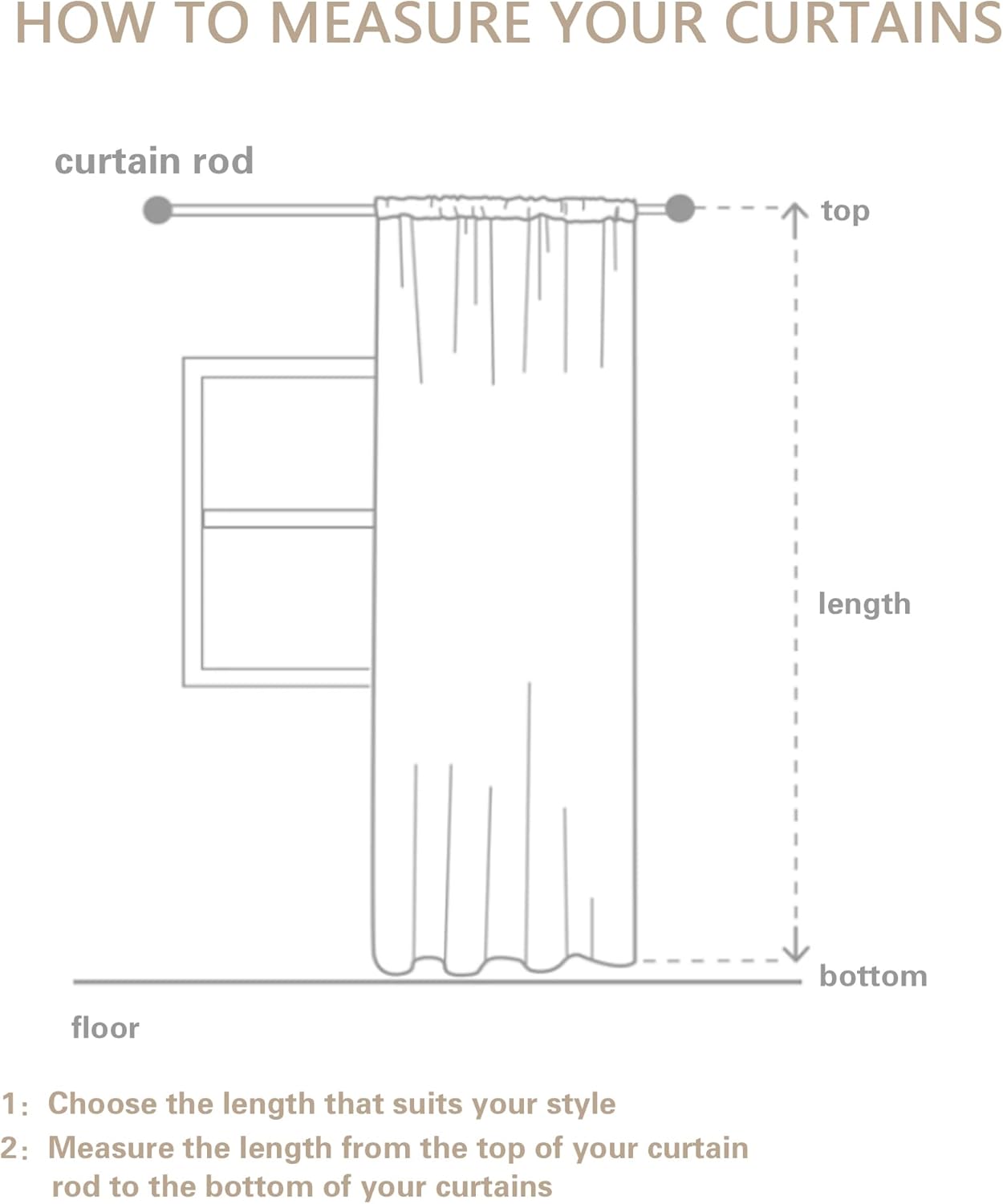 DUKIYO Cortinas de lino natural de 63 pulgadas de largo para dormitorio, cocina, lavandería, cinturón rústico con gancho para barra, cortinas