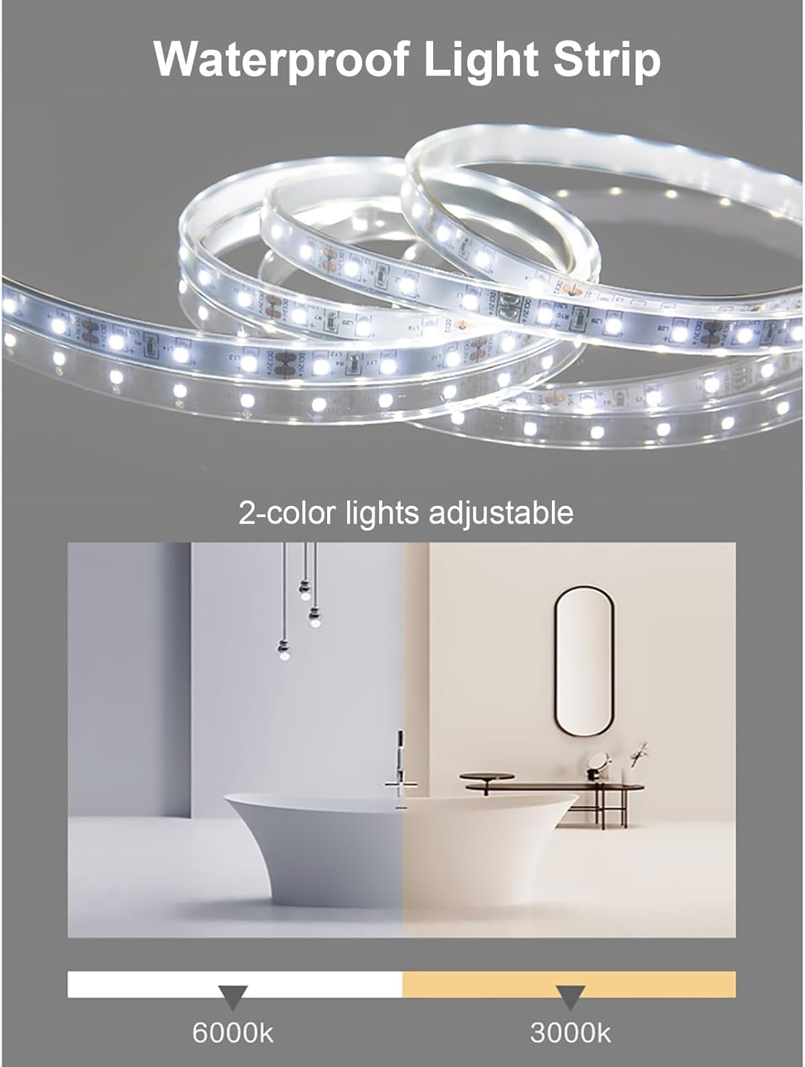 Espejo LED ovalado para baño, espejo de tocador con luces, espejo circular antivaho montado en la pared para dormitorio (color cálido, tamaño 19.7 x