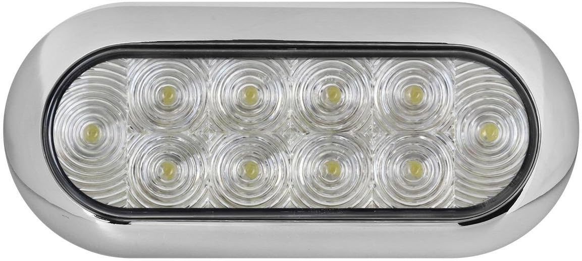 Partsam 2 x 6 luces LED ovaladas blancas para remolque, 10 luces LED transparentes oblongas para remolque, camión, luz de respaldo inversa, montaje