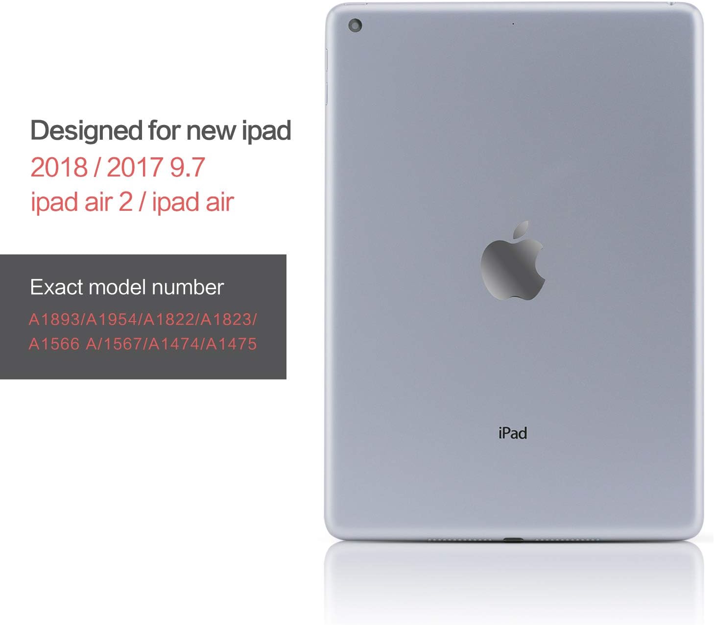 Vimorco Funda para iPad 9.7 20182017. Funda de piel tipo libro para Apple iPad 9.7 pulgadas, soporte de múltiples ángulos de visión, también