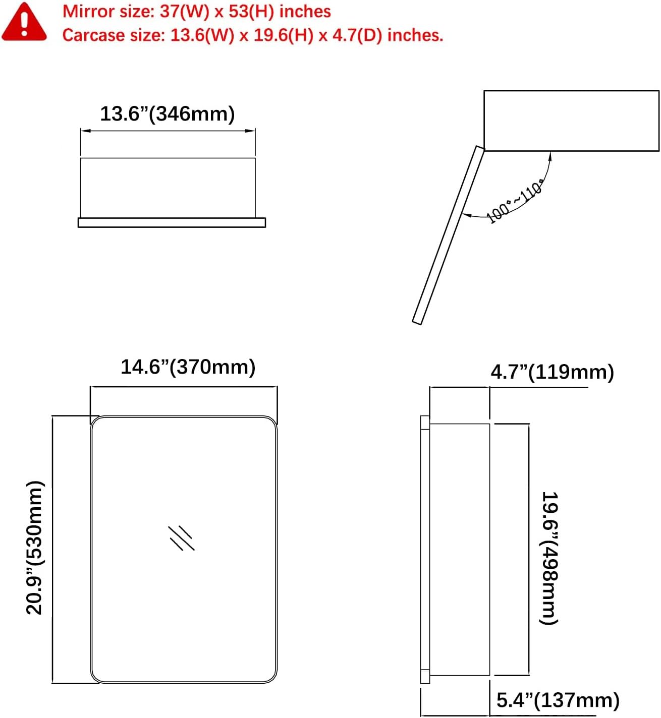 Armario de acero inoxidable con espejo de medicina para baño con puerta enmarcada dorada, múltiples estantes, 15 x 21 pulgadas