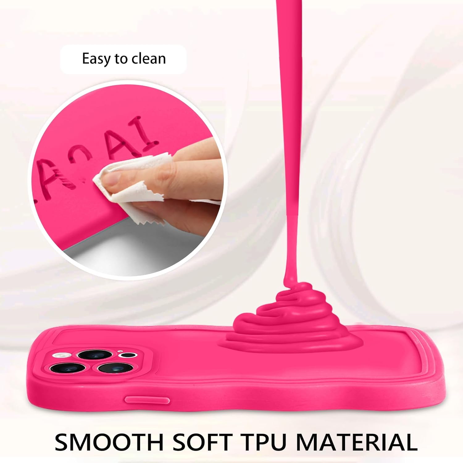 GUAGUA Funda para iPhone 13 Pro de 6.1 pulgadas, funda de teléfono para iPhone 13 Pro, bonito diseño de forma de onda rizada, suave híbrido, TPU, a