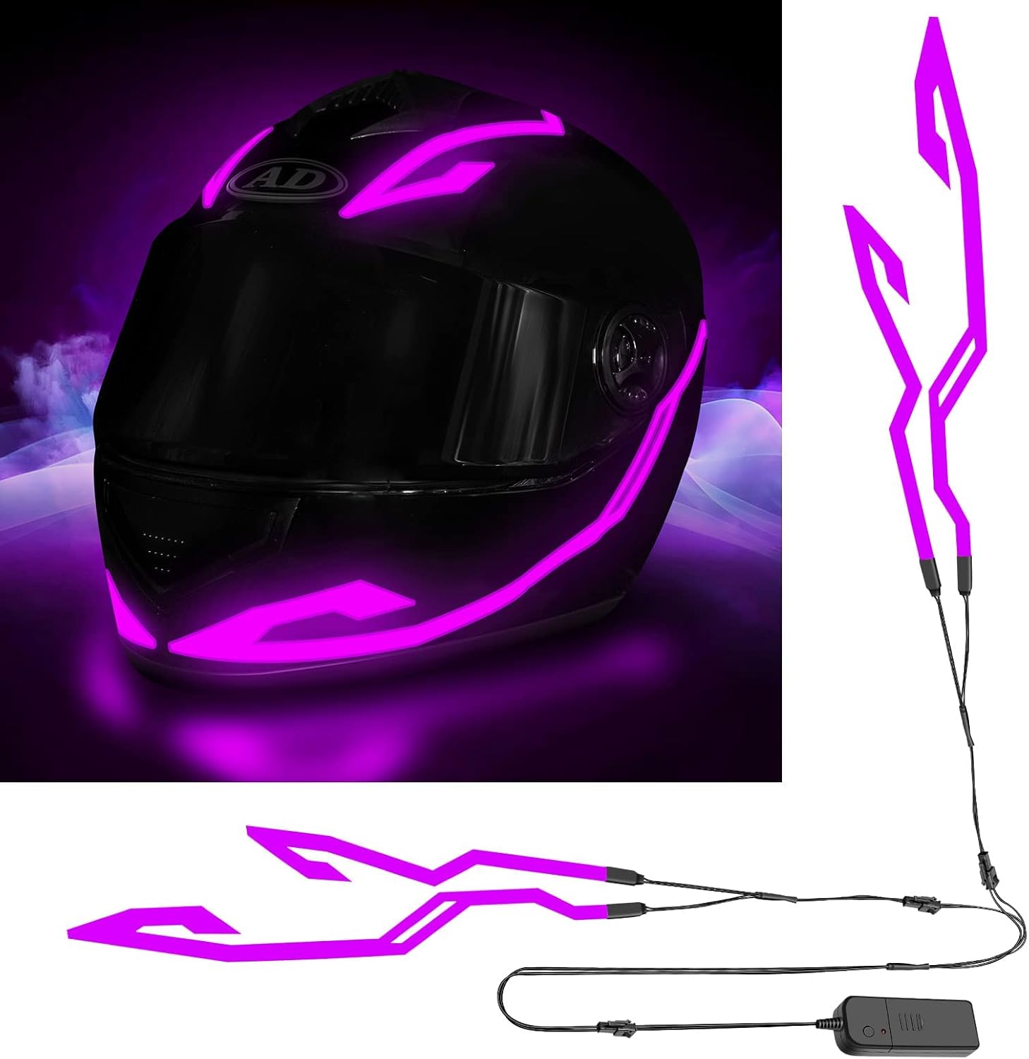 Luz para casco de motocicleta, 3 modos de conducción EL, tira de luz para casco, kit de decoración de luz de señal de conducción nocturna