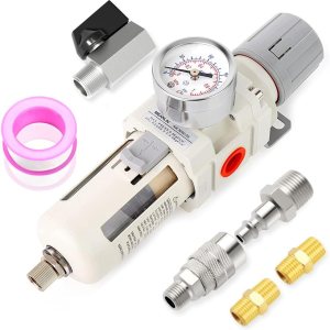 MEANLIN MEASURE Filtro de humedad para compresor de aire, filtro de línea de aire AW3000, entrada NPT de 38 pulgadas con calibre de 150 PSI e MEANLIN MEASURE Filtro de humedad para compresor de aire, filtro de línea de aire AW3000, entrada NPT de 38 pulgadas con calibre de 150 PSI e