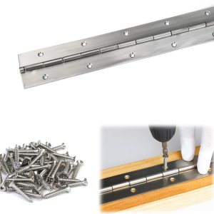 Muzata Paquete de 1 bisagra de piano de acero inoxidable resistente de 71 pulgadas con agujeros para caja de almacenamiento de puerta de barco, 2 Muzata Paquete de 1 bisagra de piano de acero inoxidable resistente de 71 pulgadas con agujeros para caja de almacenamiento de puerta de barco, 2