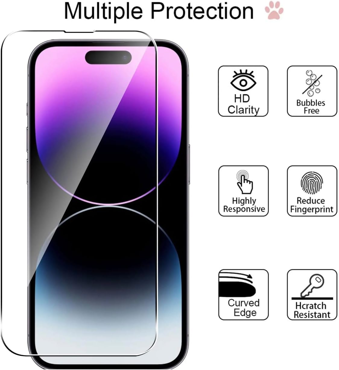 AD – Paquete de 2 protectores de pantalla con 2 protectores de lente de cámara de vidrio templado para iPhone 15 (dureza 9H) HD (paquete de 4)