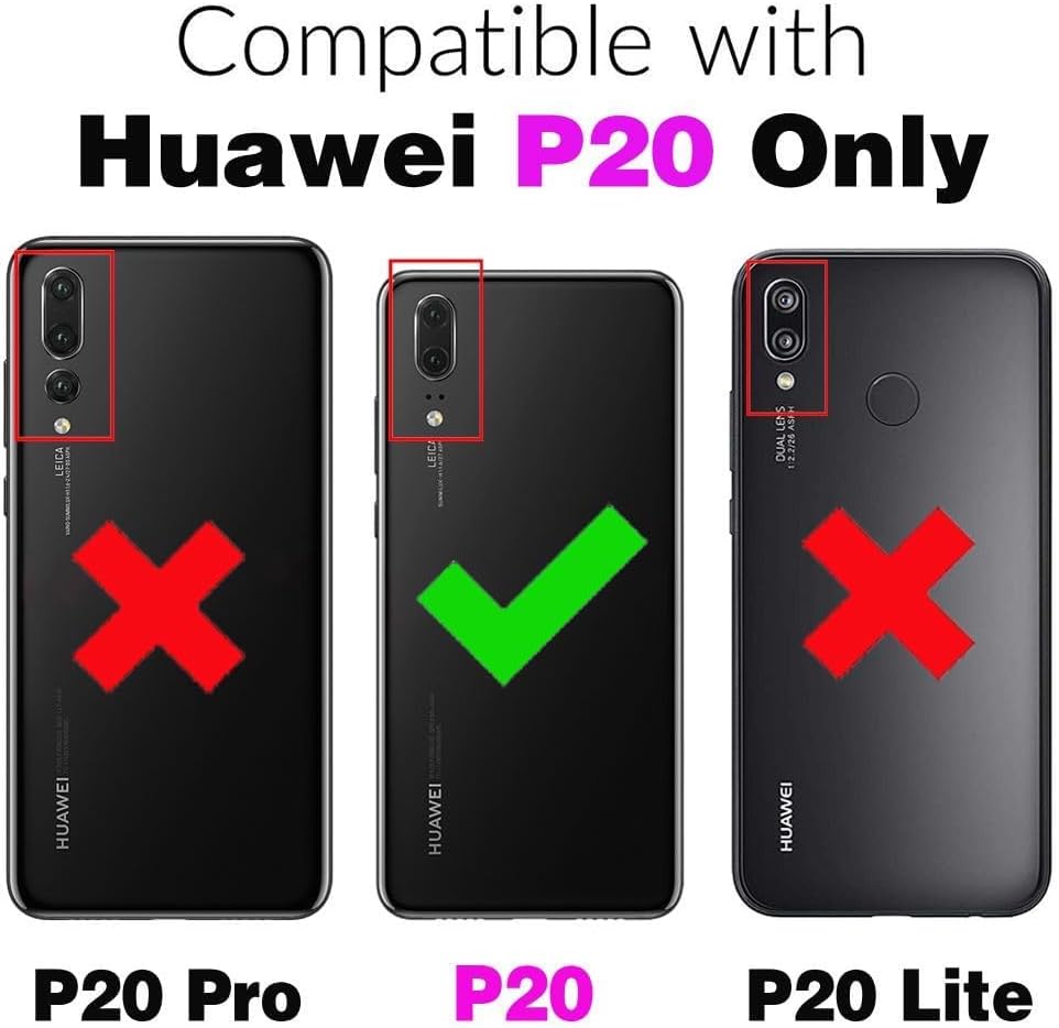Asuwish Funda para teléfono Huawei P20 con protector de pantalla de vidrio templado y soporte delgado, híbrida, resistente, funda protectora para